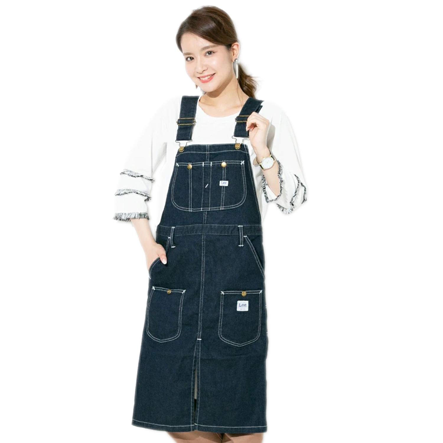 Lee overalls apron, hickory, indigo navy, S
