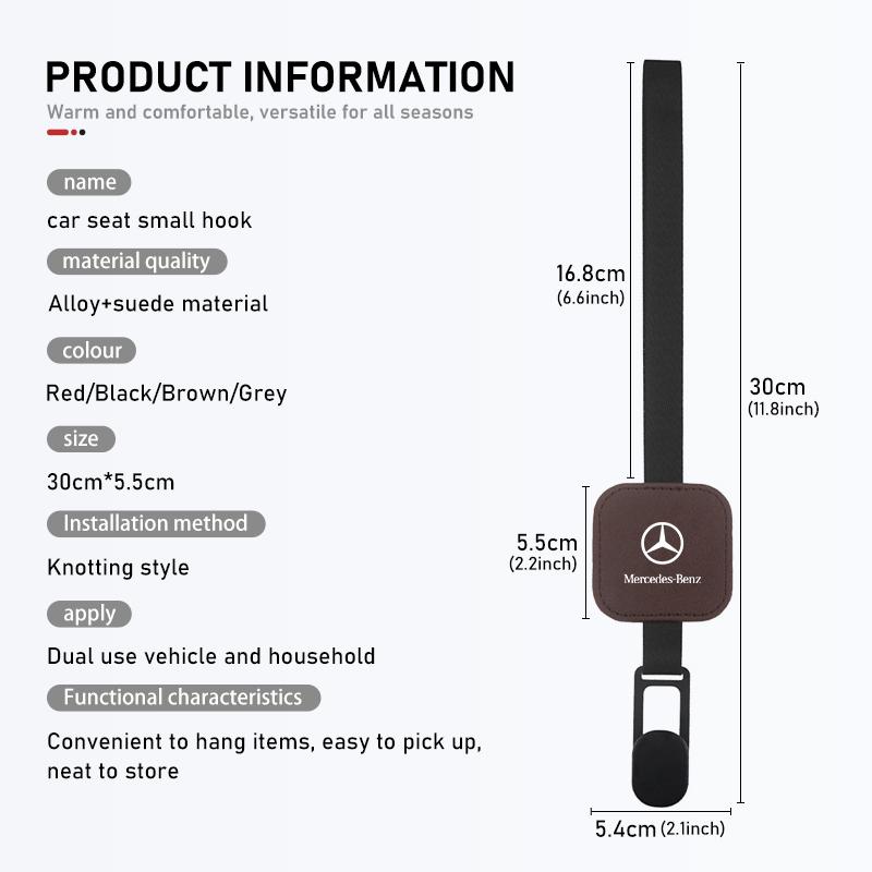 Autoaufkleber für Mercedes Benz Auto Wildleder Sitz Kopfstütze Haken Aufbewahrung Kleiderbügel Zubehör C180 C300 W124 W176 W177 C200 C260 GLC CLE
