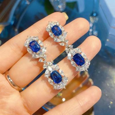 925 Sterling Silver 3ex Water Drop 6ct Efektní rubínově safírové syntetické moissanitové kapkové náušnice pro ženy