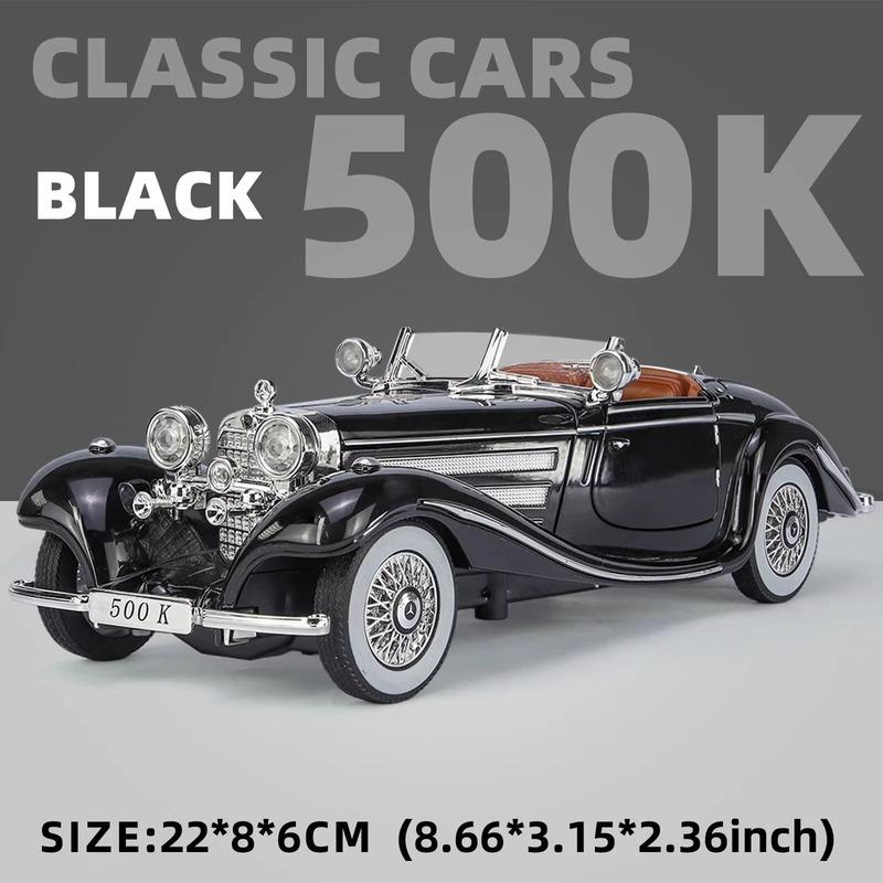 Retro-Stil 1:24 Oldtimermodelle aus Legierung, klassische 500K- und CLK-GTR-Serie, geeignet für junge Leute zum Sammeln und Ausstellen von Geschenken und Spielzeugen für Jungen