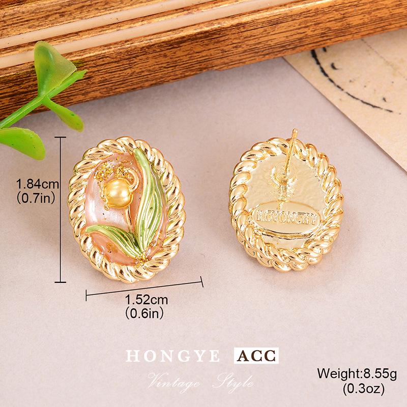 

Винтажная серия масляной живописи Серьги из французского барочного жемчуга в новокитайском стиле