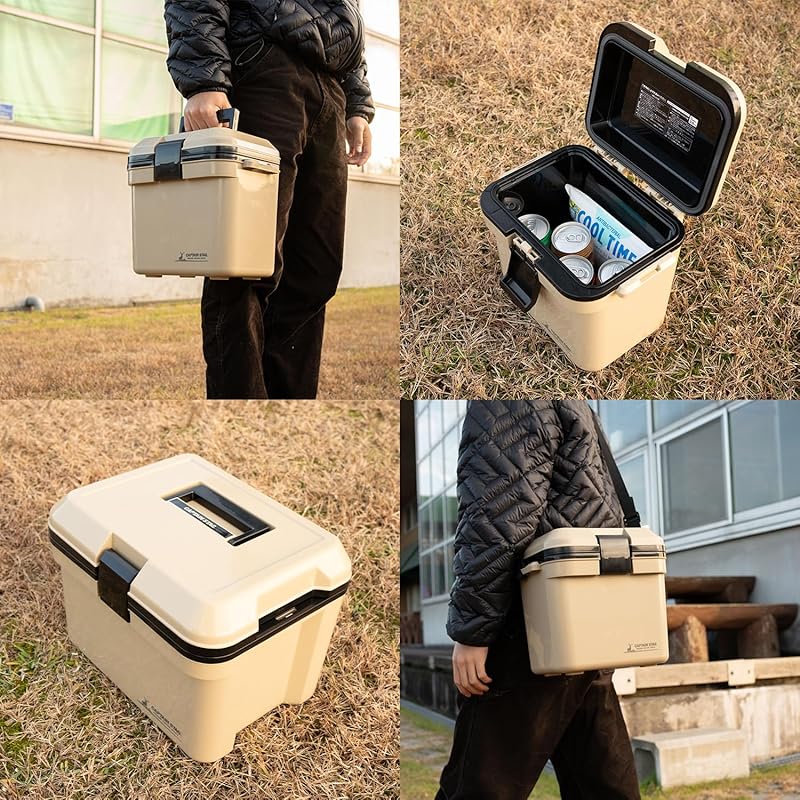 Captain Stag Cooler Box, 7L Capacity, with Shoulder Strap, Beige, Made In Japan, CS Charmant UE-86