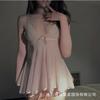 Sex underwear transparent mesh dress sexy teaser suspender pure desire wind deep V small chest big lace bow fat M