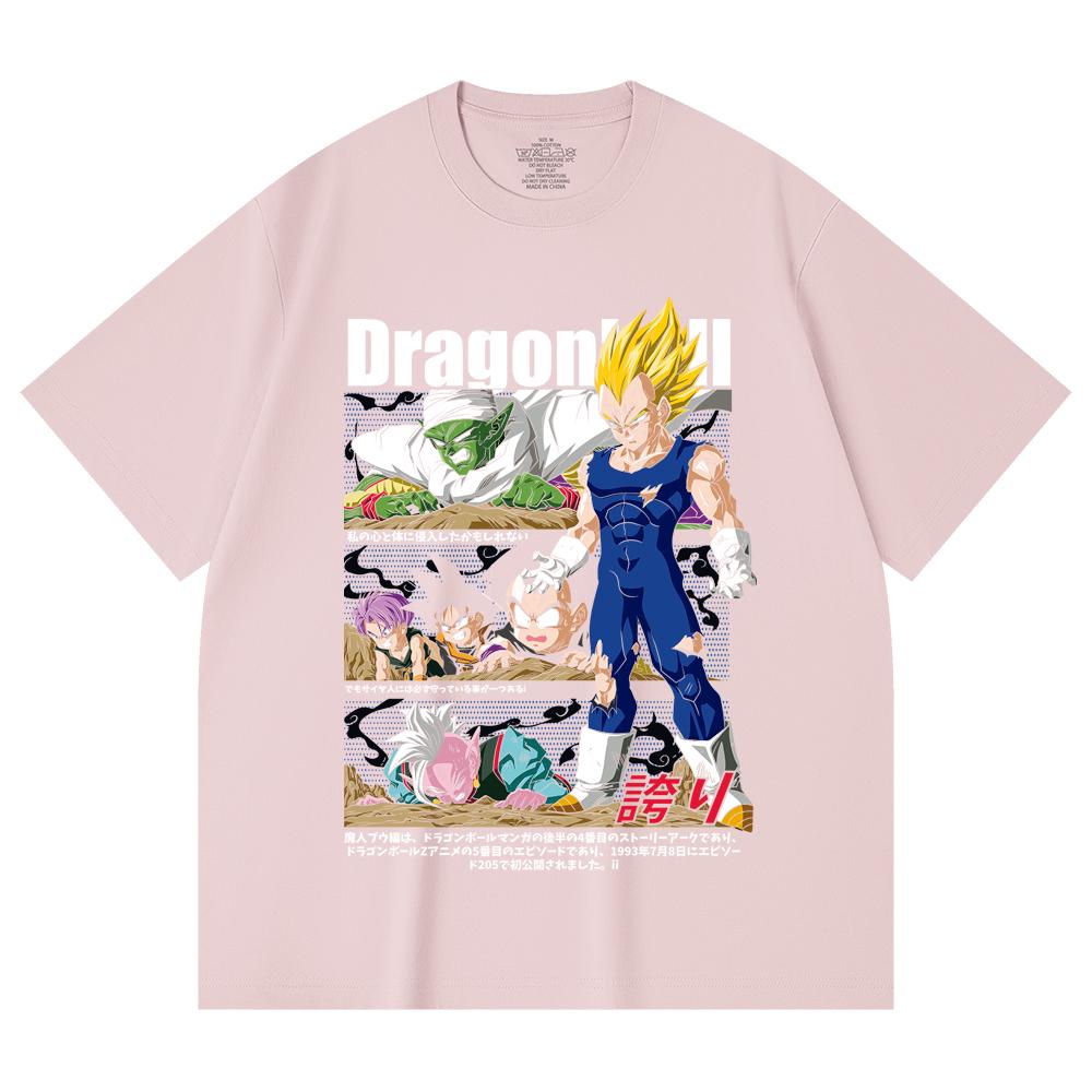 230 Gsm 100% Cotton Dragon Ball V6 Majin Vegeta Print Unisex Heavy Cotton T Shirt