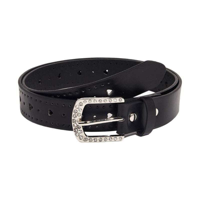 

Simple Adult Waist Belt with Diamond Pin Buckle Adjustable Waistband PU Waist Belts for Rock Fan Wear Resistant чорний