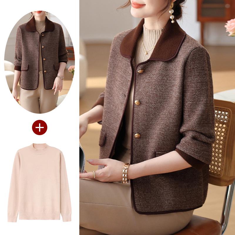Stylish Autumn Knit Cardigan for Middle-aged and Elderly Women - 2025 Collection