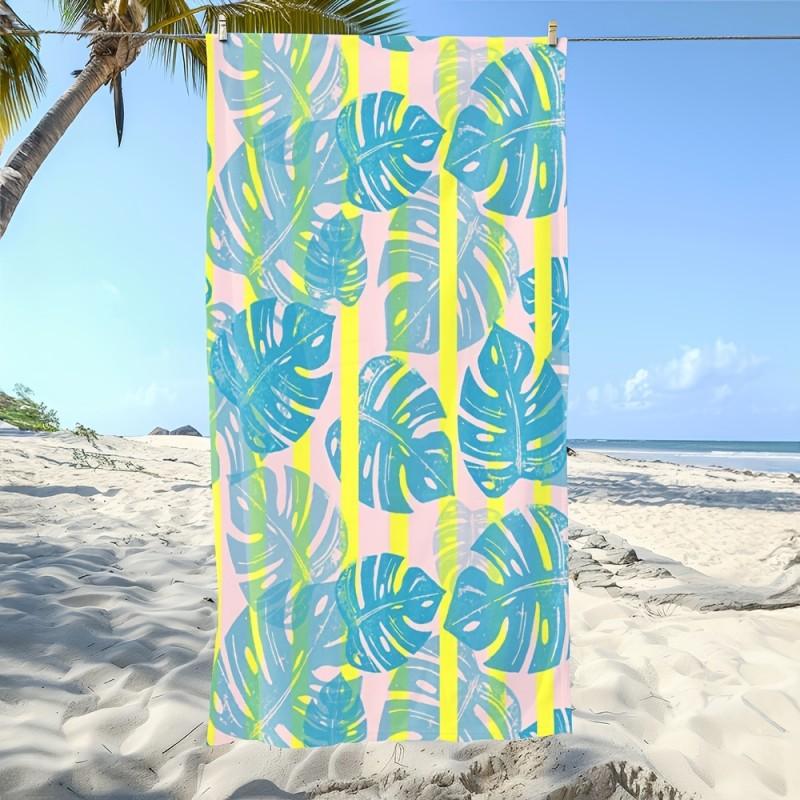 Pink Background Tropical Palm Leaf Shadow Beach Towel For Boho Fresh Style Seaside Camping Lightweight Towel