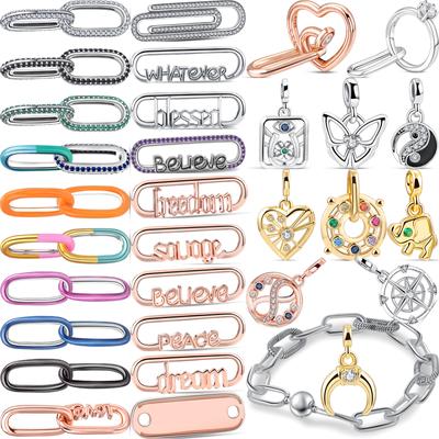 100 % 925 Silber ME Mini-Anhänger Doppelglied-Styling DIY Perlen passend für Original ME Charms Armband Damen Schmuck Zubehör