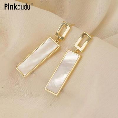 Simple Geometric Square Zinc Alloy Earrings Shell Trendy Black Drop Earrings Women Jewelry PD2260