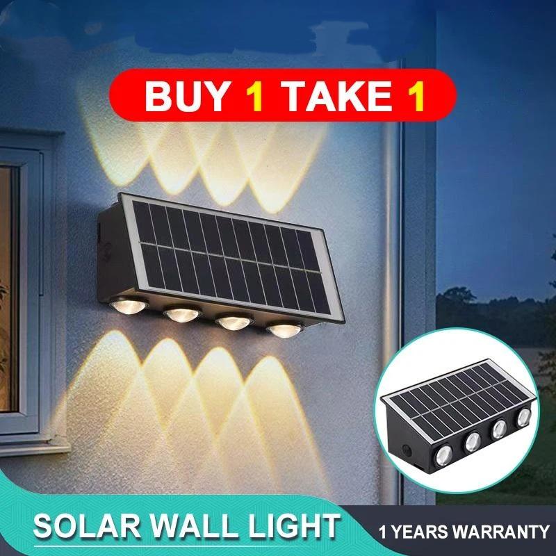 Mini Solar Led Wall Light Outdoor Waterproof Warm Garden Decoration Led Wall Lamp Fence Lights 1/2Pcs