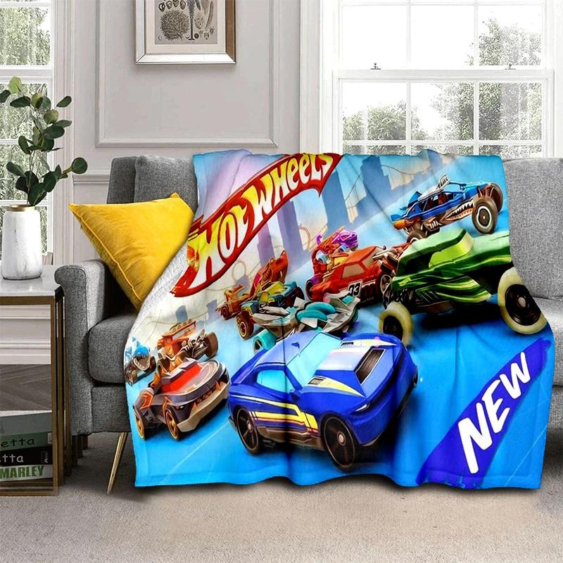 

2025 New new H-Hot Wheels Racing Car Cartoon Flannel Blanket,Soft Throw Blanket for Home Bedroom Bed Sofa Travel Cover Kid Gift 75x90cm