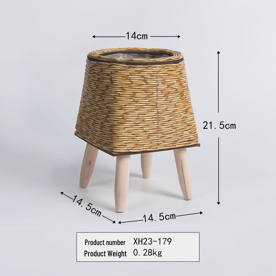 Nordic Rattan Woven Triangle Flower Stand Succulent Holder