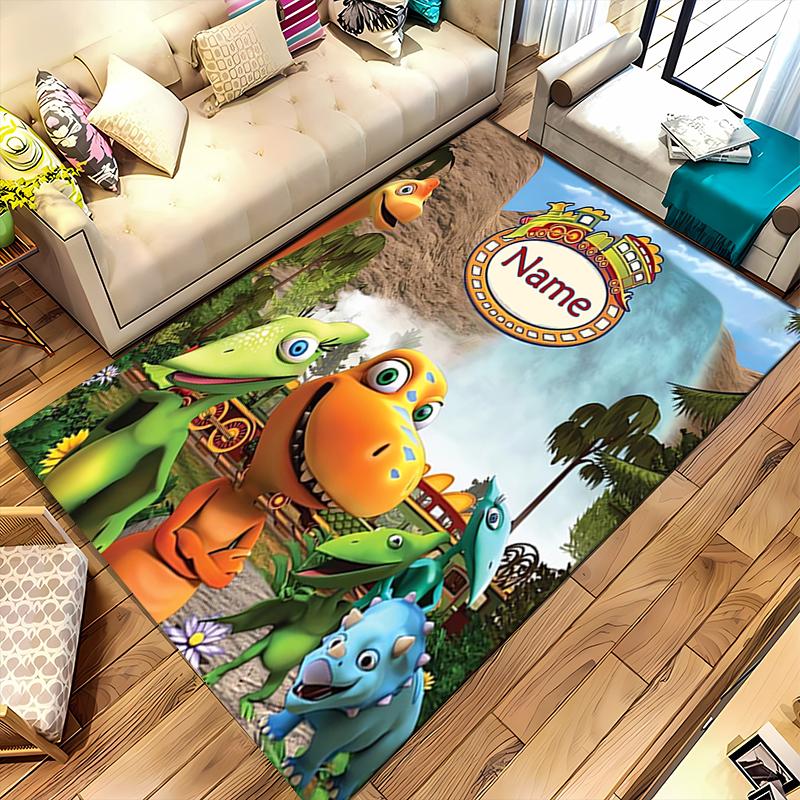 Custom Personalization Dinosaur Train Area Rug - Perfect For Kitchen, Bathroom,Laundry Room Decor Large Size Available,Gift All Seasons