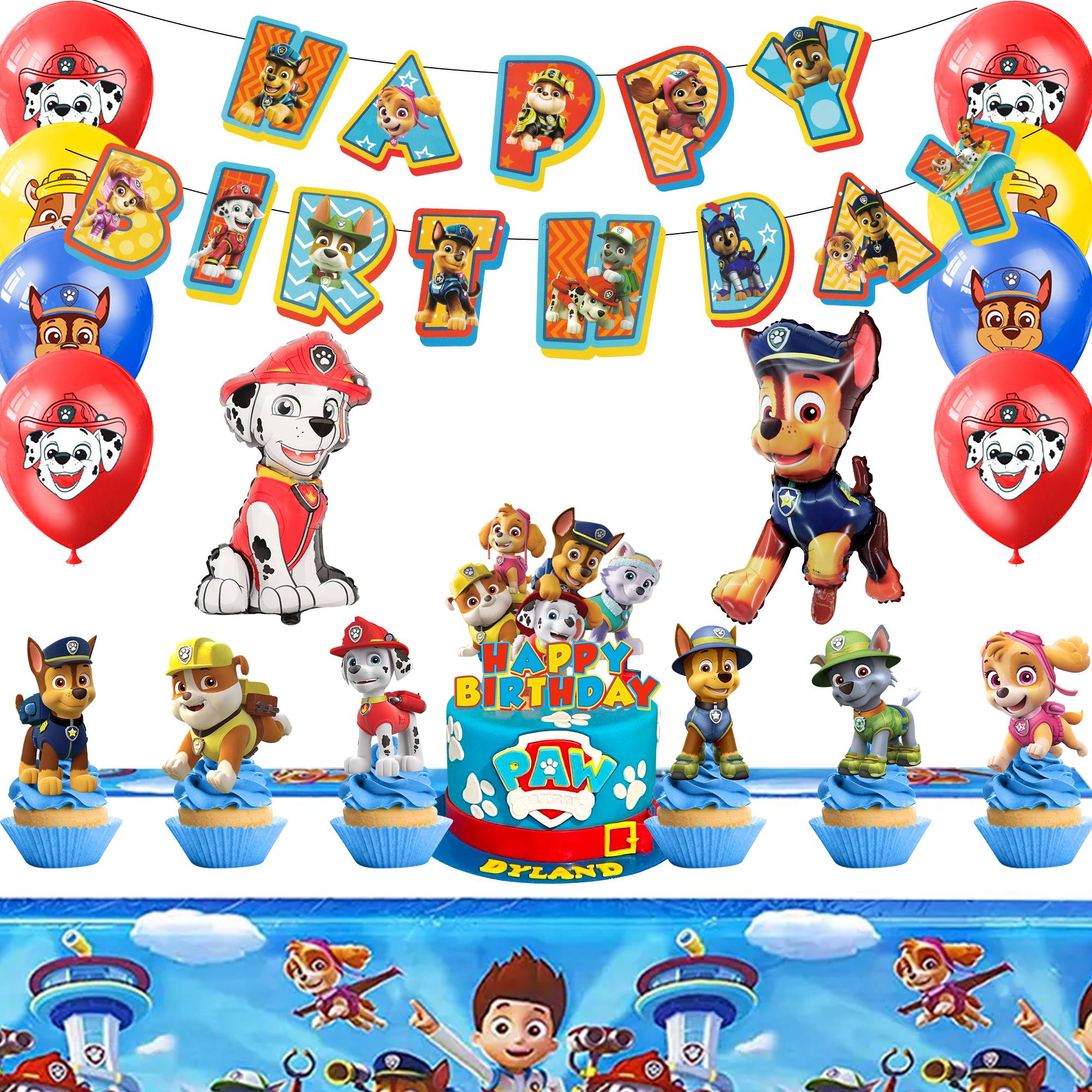 29Pcs Cartoon Dog Party Decorations, Cartoon Party Supplies - Dog Party Balloons Background Tablecloth and Dog Happy Birthday Banner etc. красный/синий