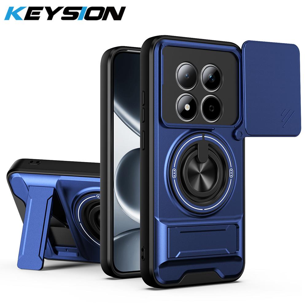 KEYSION Magnetic Phone Case for Redmi Note 15 Pro+ 5G 15 Pro 4G 5G Slide Camera Protection Upright Kickstand Ring Shockproof Back Cover