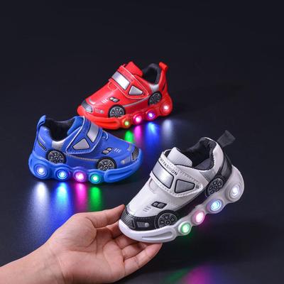 Chaussures de Sport pour Enfants Voiture Cartoon Lumineuse à Scratch - Collection Printemps/Été