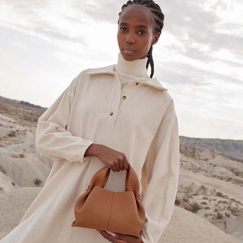Knödel Wolken Tasche Neue Französische Nischen Design Handtasche Echte Ledertasche