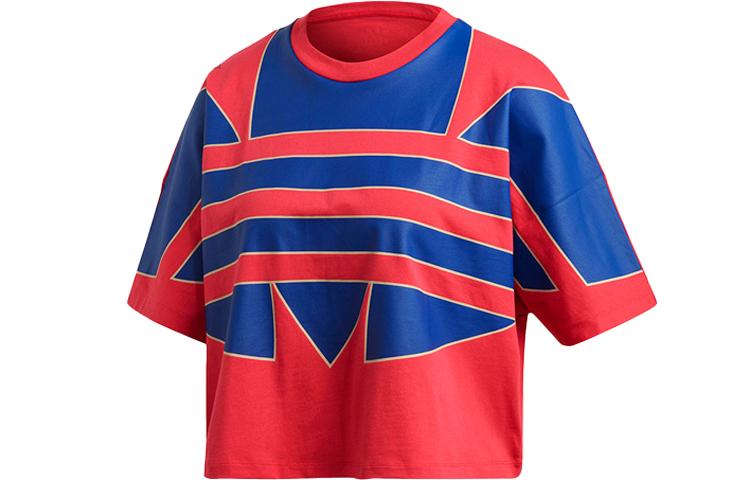 Adidas Originals T Shirts Women s Red Blue Multicolor Crew Neck Moderate GD2269 32