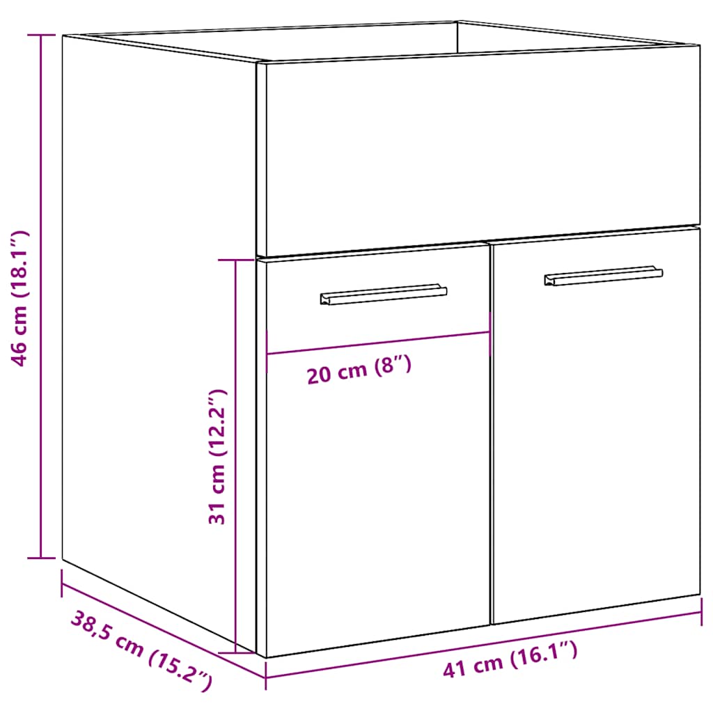 Washbasin Cabinet in Vintage Wood Look 41 x 38.5 x 46 cm Particleboard