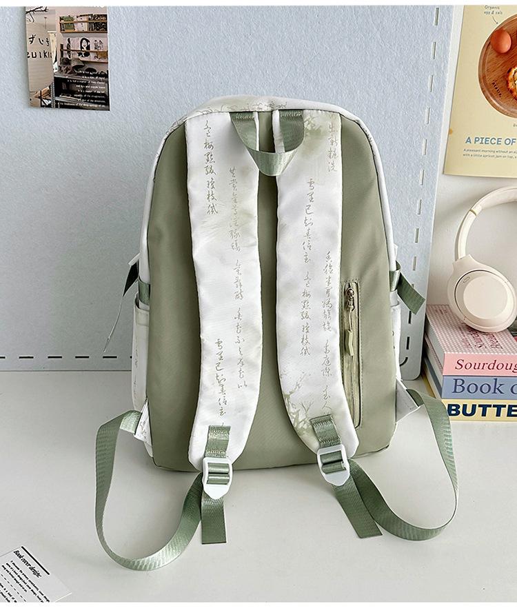 Middle School Chinese-Style Transparent Backpack with Multiple Pockets - Large Capacity, Waterproof, Wear-Resistant, Unisex, Light Luxury Design.