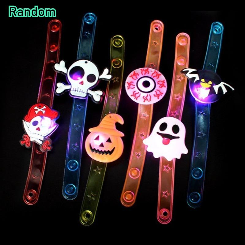 12-120PCS Halloween Christmas Glow Necklace Bracelet Scary Glitter Pendant Light Up Props Kids Party Favors Holiday Decoration