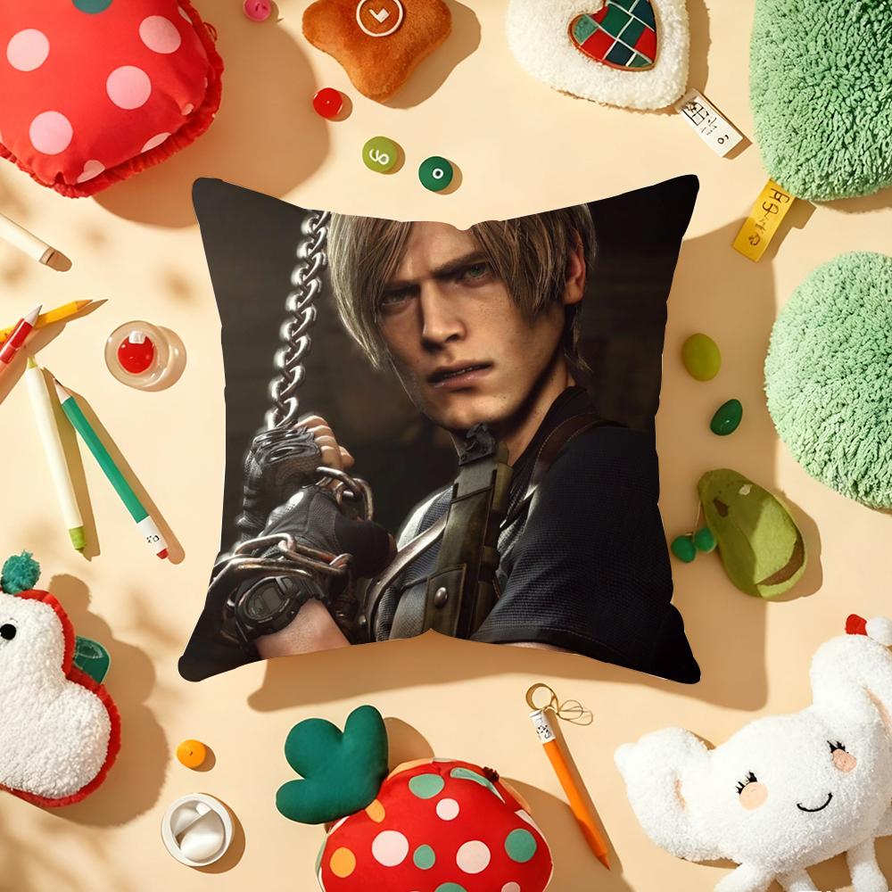 L-Leon K-Kennedy Cushion Cover Plush Fabric Soft Double-Sided Printed Sofa Warm Winter Home Gift Pillow Cover