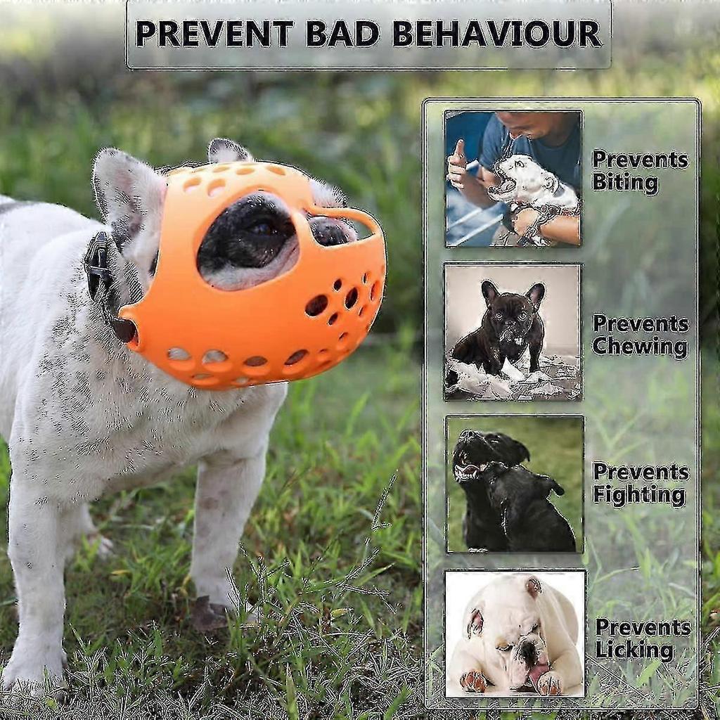 Kurzschnauzen Hunde Maulkorb - Weicher Silikon Atmungsaktiver Bulldoggen Maulkorb zum Beißen, Kauen, Lecken 2025