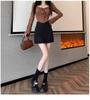 2024 Women's Black High-Waist Bodycon A-Line Short Skirt - Spring/Summer Collection