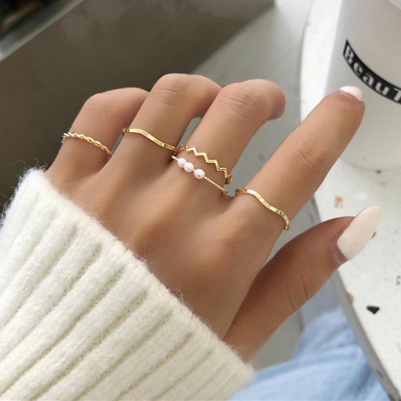 

New Simple 10 Pcs Flower Butterfly Leaves Geometric Twisted Hollow Ring Set for Women Female Charm Party Wedding Zircon Gift