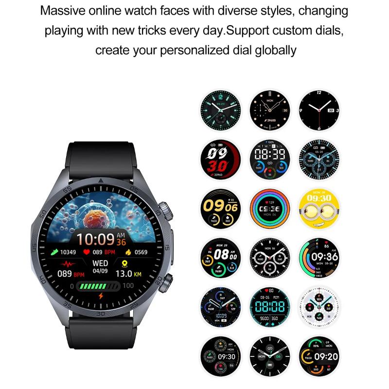 2025 NEW Pulse Therapy Smart Watch Sapphire Glass Screen ECG+PPG Blood Fats Uric Acid BT Call Sports Health Watches for Huawei