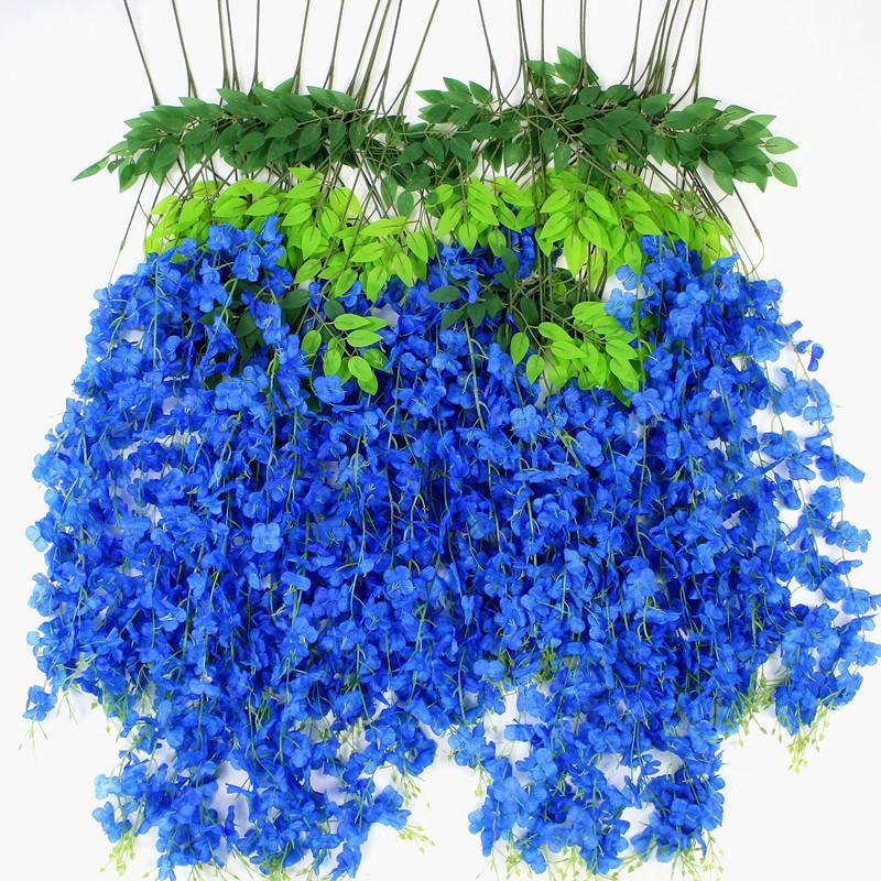 Artificial Wisteria Vine - Violet Hanging Flowers for Ceiling & Wedding Decoration