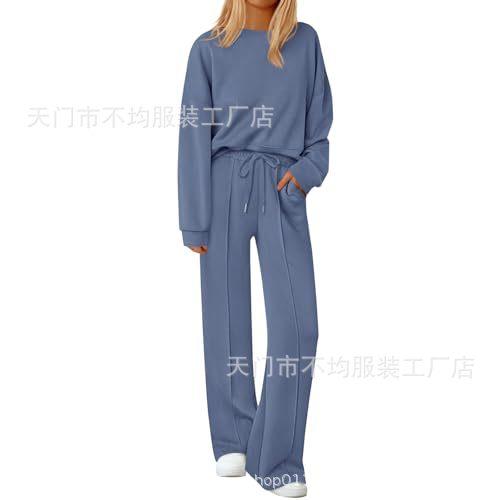 European and American women's clothing is popular, autumn and winter knitted sweater wide-leg pants casual two-piece set