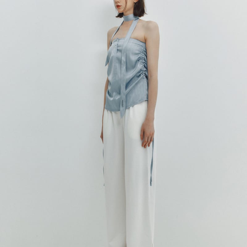 MEENDERI SATIN LOGO SCARF - SKY BLUE