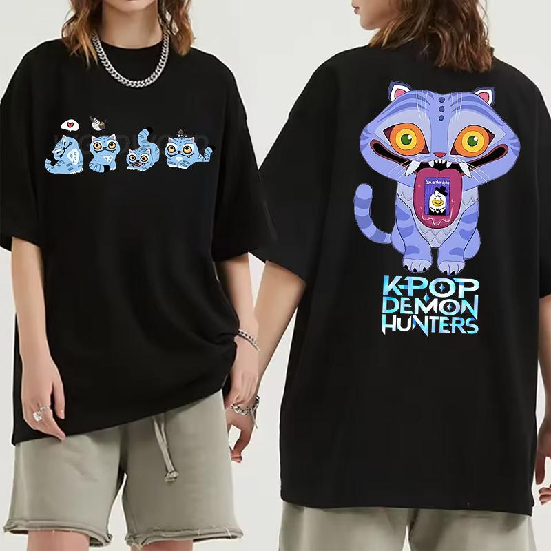 Derpy Tiger Kpop Demon Hunters Shirt for Women Summer Tops Anime K-Pop Demon Hunters T-shirt Harajuku O-neck Casual Shirt Gift