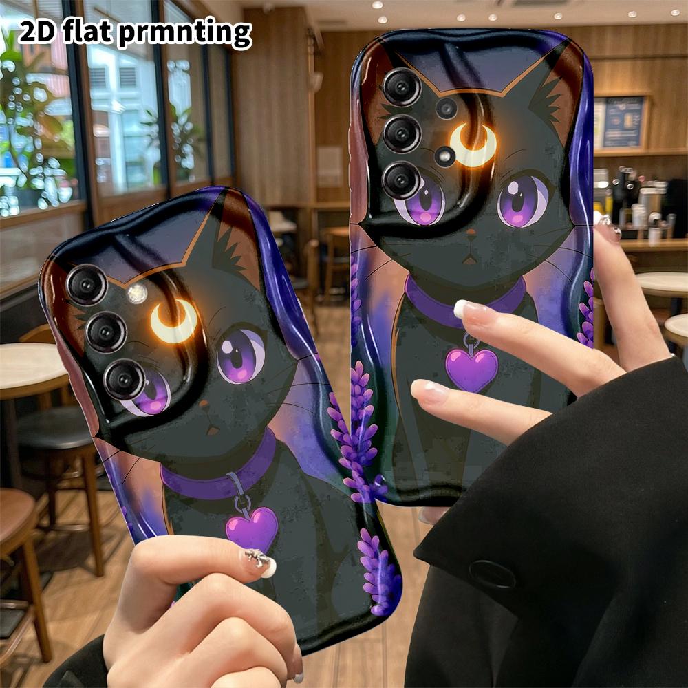 Phone Case: 2D Flat Samsung Galaxy A34 A35 M05 M06 S20 S22 S21 FE Plus 5G Protective Case, Magic Black Cat, Perfect Christmas and Halloween Holiday Gi