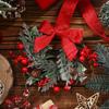 6 Pcs 6 Inch Christmas Mini Cabinet Wreaths Small Artificial Cedar Wreath with Ribbon Bow Pinecone Berry for Front Door Window Farmhouse Home