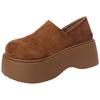 Fashion Versatile Platform Thick-heeled Shoes Women's Autumn Retro One-pedal Lazy Half-drag Matte Leather Loafers