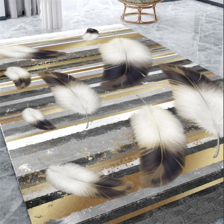 Feather Print Floor Mat Living Room Large Area Anti-Slip Carpet Bedroom Room Bedside Blanket Home Decor