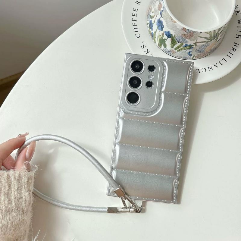 Candy Color Soft Silicone Phone Case For Samsung S25 Ultra S24 FE S23 Plus Liquid Silica Gel Leather Wriststrap Cover For Galaxy S23 Ultra S22 S21 S20