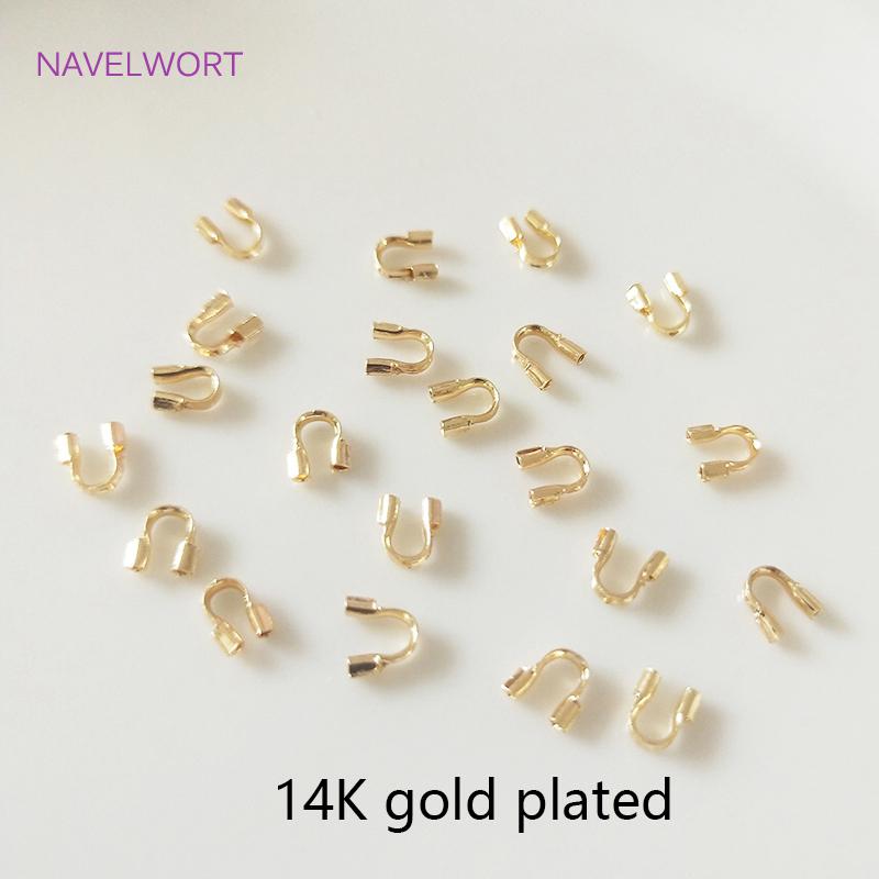 

14k/18k gold plated Wire Guardian Cord Protector U Shape Connector Loops For Jewelry Making Supplies 50 pieces