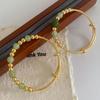 Elegant Green Beaded Gold Bracelet: Retro Chinese Style, Good Luck Charm, Fashionable High-End Jewelry