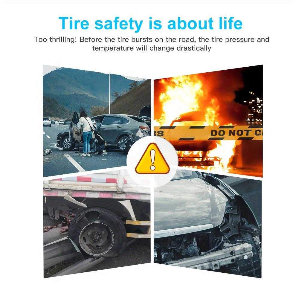 Solar Power TPMS Tire Pressure Monitoring System USB Rechargeable with 4 External Sensors Real-time Temp Alarm for Car SUV MPV Pickup