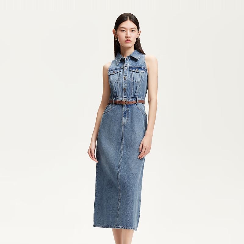 

VEROMODA Women s 2025 Cotton-Lyocell Belted Denim Dress L