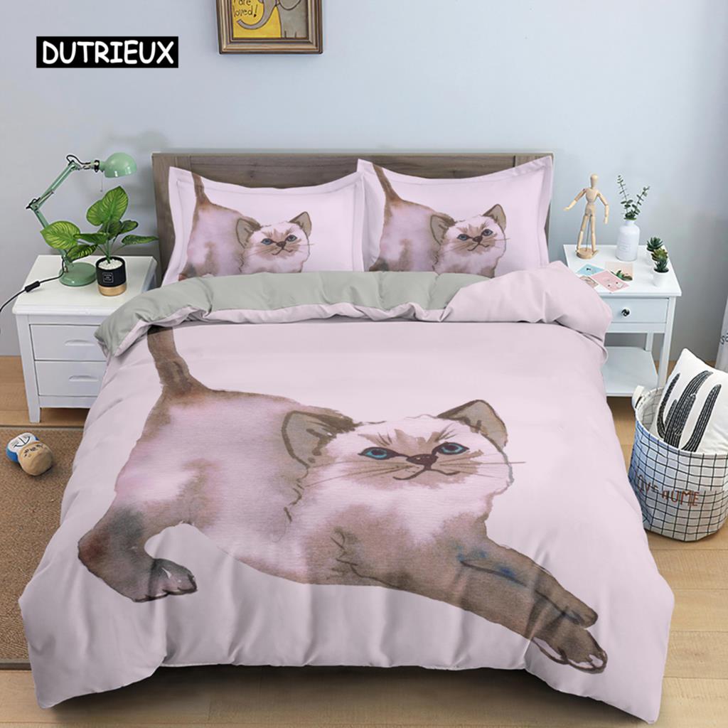 Canadian Sphynx Cat Duvet Cover King Queen Lovely Pet Kitty Bedding Set Kids Teens Adults Cute Animal Soft Polyester Quilt Cover