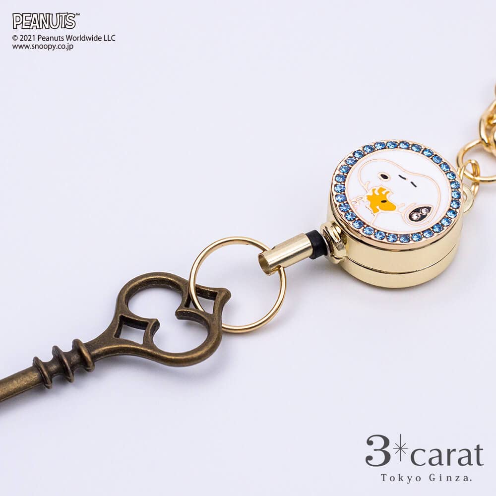 PEANUTS Snoopy Reel Keychains Designs Joe Woodstock On Inspected In Japan and [Three Carat] (9 Available) Heart, Ribbon, Bell, Kiss, Horizontal,