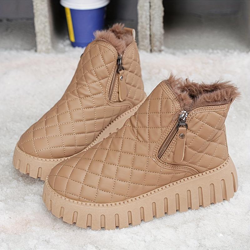Varme snøstøvler for kvinner med fortykkede såler, høye ankelstøvler og fritidssko for vinteren.