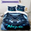 3pcs Custom Name Wolf Bedding Set Duvet Cover Closure Includes 1 Duvet Cover & 2 Pillowcases, Soft and Comfortable for All Seasons.