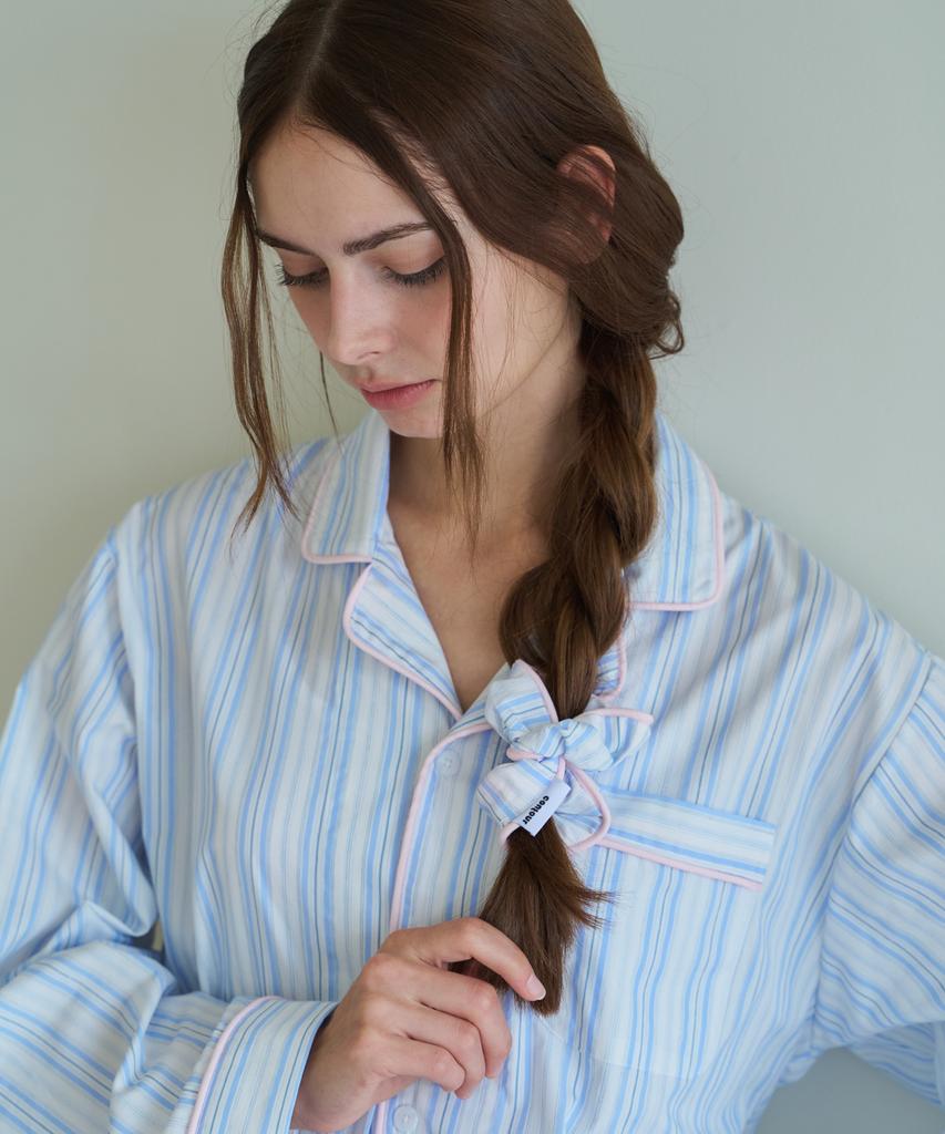 Contoursong Blue Piping Hair Scrunchie