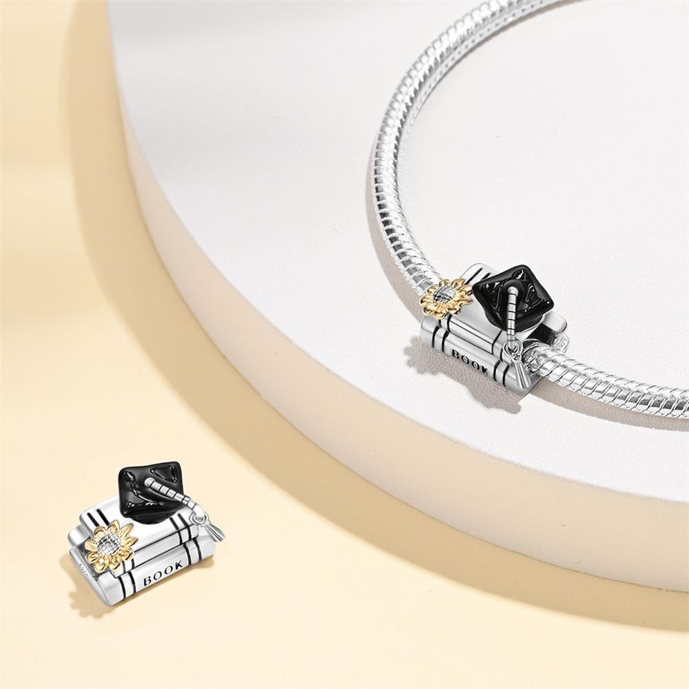 Plated 925 Silver graduation season Charms Fit 925 Charms Bracelet Beads Jewelry Gifts for Women