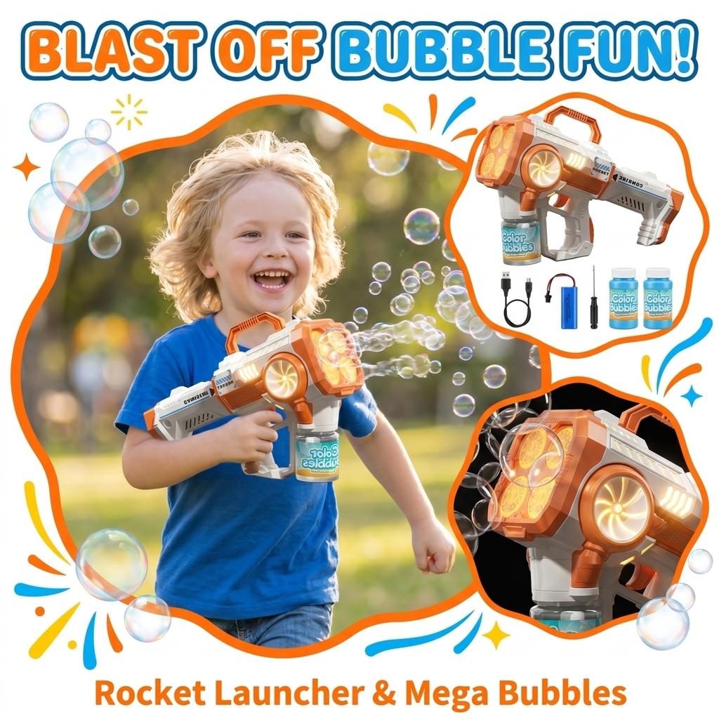 Bubble Machine Toy Bubble Gun Automatic Bubble Blower Kids Outdoor Bubble Maker with Handle for Easy Use and Continuous Bubble Production